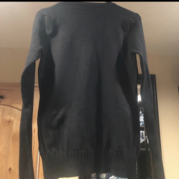 Black Crewneck Diagonal Zip Sweater Cardigan - Picture 2 of 5